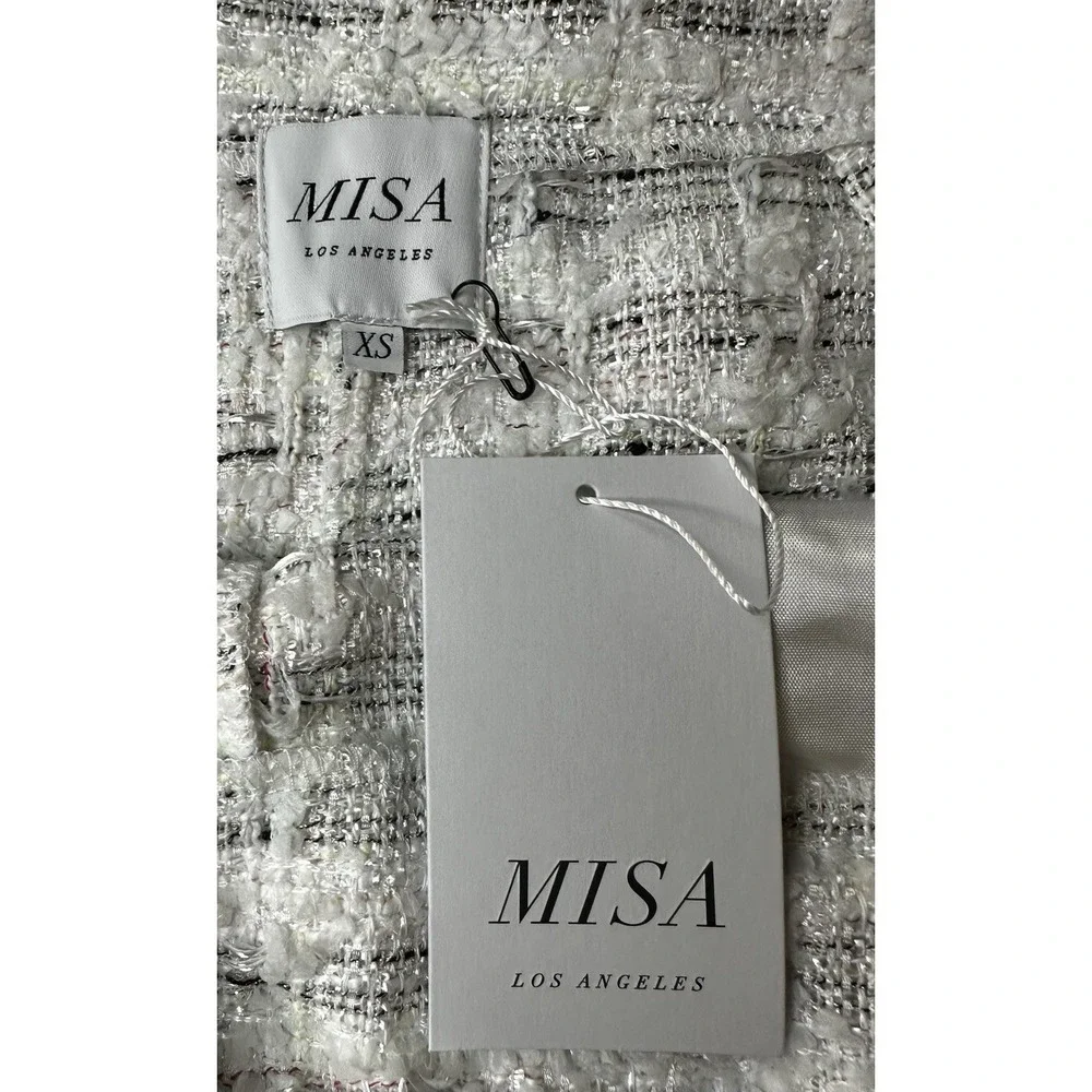 Revolve MISA Los Angeles Choupette Tweed High Waisted Shorts Winter White XS NWT - Picture 13 of 15